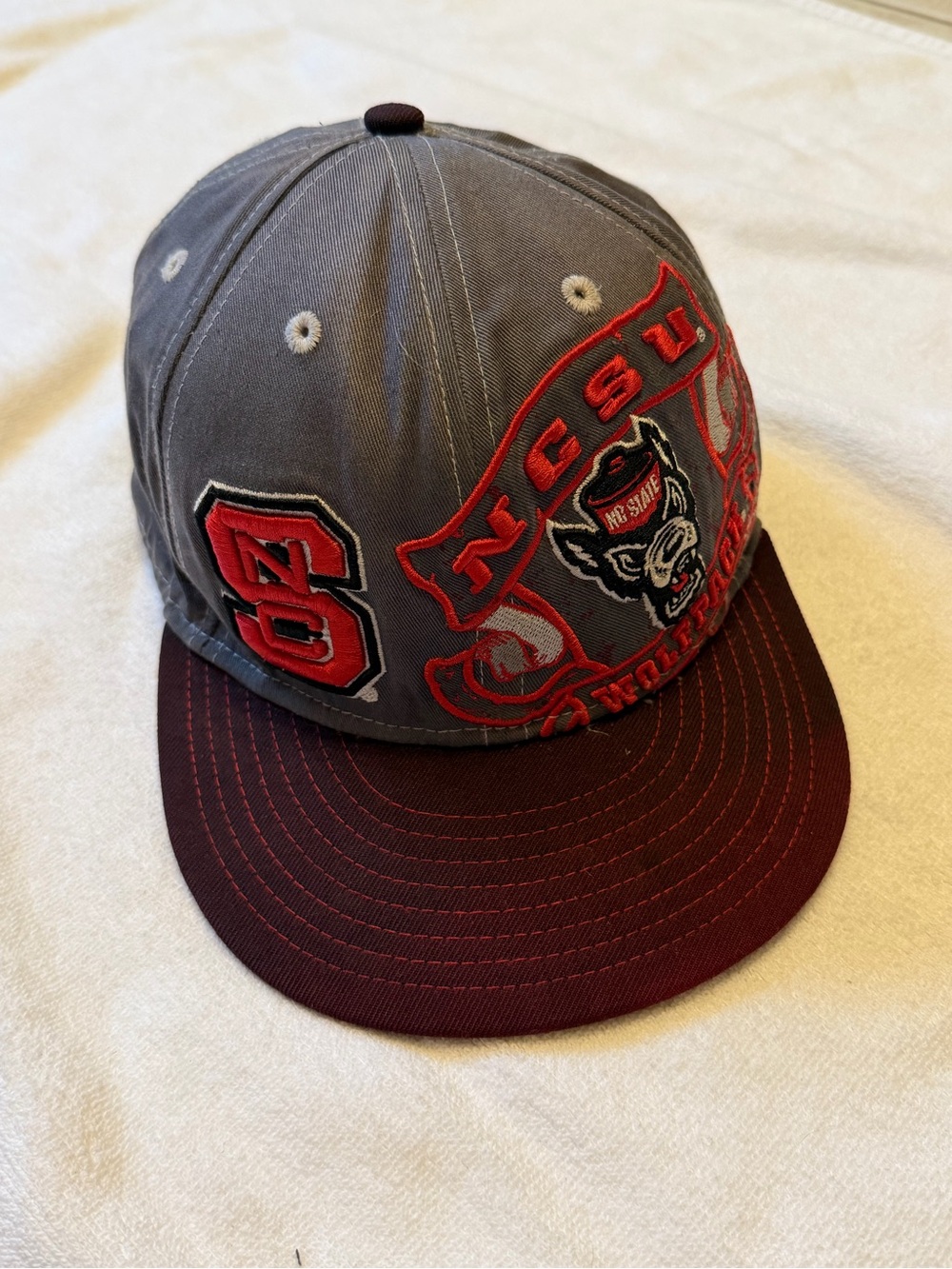 New Era NC State Gray and Maroon Fitted Hat 7 1/2